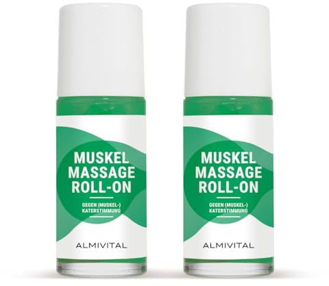 ALMIVITAL 2-er Set Muskel-Massage-Roll-On to go | After Workout Entspannung für die Muskeln | Massage & Wärmebehandlung | Punktgenau bei Muskelkater | Natürliches Magnesium-Öl | á 50ml