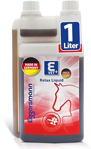 Eggersmann Mein Pferdefutter E-Vet+ Relax Liquid 1 l | Flüssigkonzentrat für nervöse Pferde – Mit Magnesium & Zitronenmelisse für mehr Ruhe – ADMR-konform & für Turniere geeignet