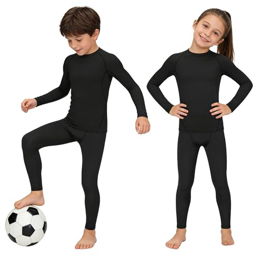 HovSiyla Youth Boys' Compression Base Layer Set Athletic Tights Top Sports Leggings and Shirts for Kids