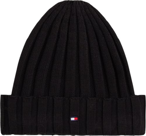 Tommy Hilfiger Unisex Kinder Small Flag Au0au01526 Beanie, Black (Black), L EU