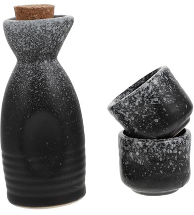 KICHOUSE Set Tazze Da Sakè in Ceramica Stile Giapponese, Superficie Liscia e Lucida, Per Uso Domestico e Ristoranti, Bottiglia Termica Per Riscaldare, Confezione Da 3 Pezzi