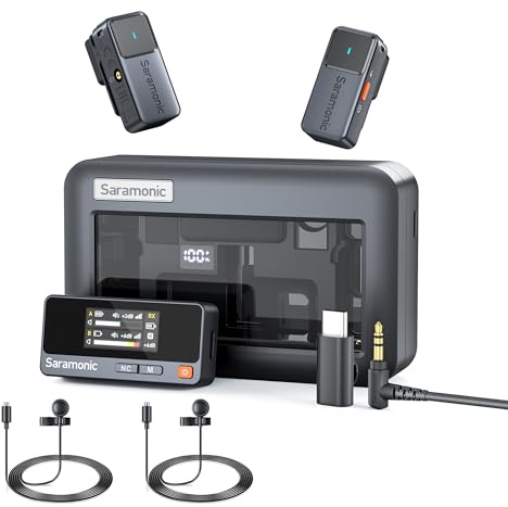 Saramonic Air Micrófono Lavalier inalámbrico para iPhone Android con micrófono de Doble Solapa, 300 m, 48 kHz/24 bits, Mini micrófono para Tiktok Youtube Livestream, entrevista, Podcast, grabación de