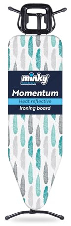 Minky Momentum Ironing Board, Large 122 x 38 cm Surface, Universal Height Adjustment Up to 91, Steam-Flow Mesh, UK Made