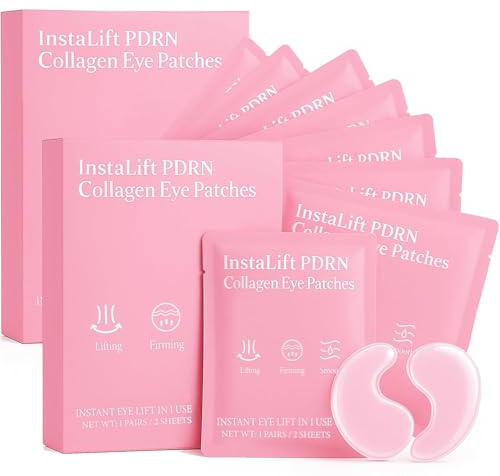 Instalift PDRN & Collagène Eye Patchs, Patchs sous les yeux pour yeux gonflés, cernes et ridules, masque pour les yeux anti-rides profondément hydratant, 8 paires,1Pcs