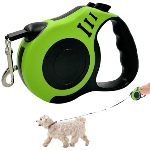 MUNZE Guinzagli Retrattili Per Cani, 1 Pezzo Estensibile 5M, Per Cani Piccoli E Medi Con Collare Regolabile (Verde)