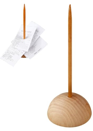Pinçho para recibos - soporte de madera | Pinçho de escritorio con varilla recta para facturas y pedidos, Piņcho de 19 cm para cocina, restaurante y oficina, 1 unidad