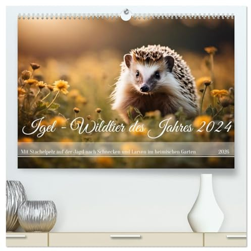Igel - Wildtier des Jahres 2024 (hochwertiger Premium Wandkalender 2026 DIN A2 quer), Kunstdruck in Hochglanz: Mit Stachelpelz auf der Jagd nach ... Larven im heimischen Garten (CALVENDO Tiere)