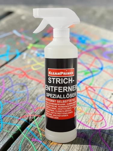 Strich-Entferner 500 ml Strich-Ex | Strichentferner Strichex Permanentmarker Kulli Kugelschreiber Filzstift Lösemittel Klebereste Reiniger wasserfeste Stifte Farbe