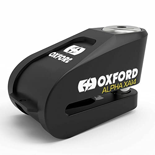Candado antirrobo para disco de freno de motocicleta Oxford Alpha XA14, protección antirrobo, alarma de disco de freno (conector de 14 mm) lk278, amarillo/negro