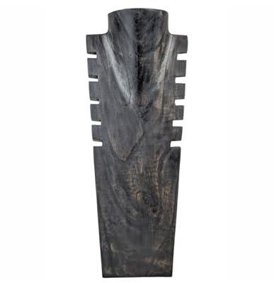 Coco Papaya Buste présentoir à colliers cranté 40cm en bois finition noir vintage