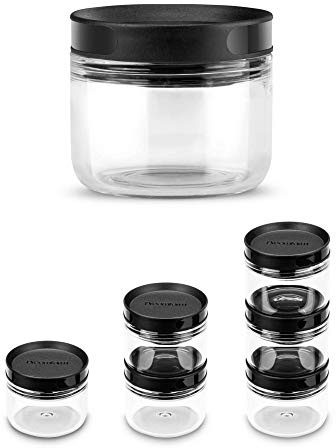 Dreamfarm Ortwo Replacement Jars | Refillable Grinder | Salt, Pepper and Spice Mill Replacement Jars | Black, Glass, 2oz | For salt, pepper and spice mills, transparent, dishwasher safe, durable, shatterproof