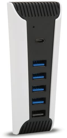 Fdit Hub USB-C, Adaptador de Expansión de Alta Velocidad de Hub USB 5 en 1 con Puertos USB3.0 Tipo-C para Consola, Admite 4 Puertos de Salida de Datos USB