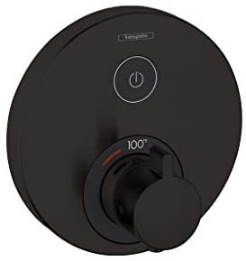 hansgrohe ShowerSelect S Modern Thermostatic Shower Valve Trim with Temperature Control in Matte Black, 15744671