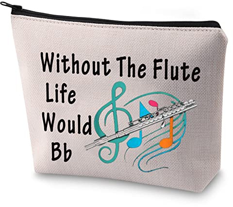 BLUPARK Flutist Gift for Flute Player Without The Flute Life Would Bb Cosmetic Bag Flute Teacher Gift
