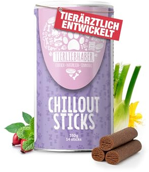 Natürliches Hunde Beruhigungsmittel – Chillout Sticks für Hunde Entspannung | Tierärztlich entwickeltes Beruhigungsmittel für Hunde Silvester Hund Beruhigung, Mit Baldrian für den Hund Angst Silvester