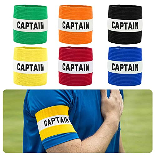 Runmeihe 6 Pcs Captain Armband, Adjustable Football Armband for Kids Youth Adult Ball Games, Unisex Arm Bands for Multiple Sports Football Hockey Rugby Netball (Adult Size)