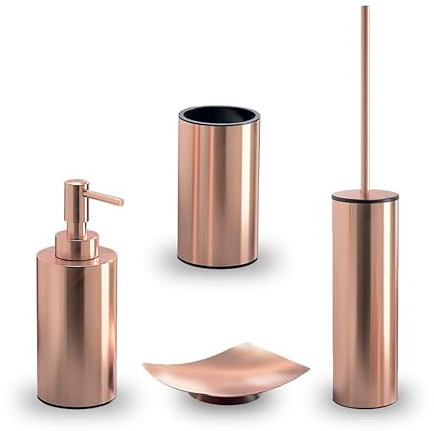 Kiamami Valentina - Set 4 PIÈCES D'ACCESSOIRES DE Salle DE Bains À Poser Couleur CUIVRE | Copper