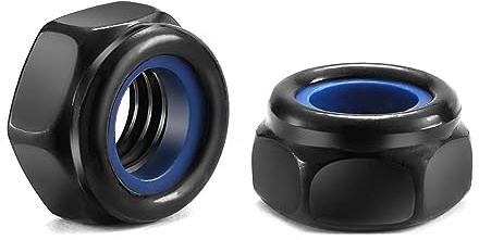 M6 x 1.0mm Nylon Insert Hex Lock Nuts 50Pcs 304 Stainless Steel Locknuts, Hex Drive, Black Oxide by SG TZH