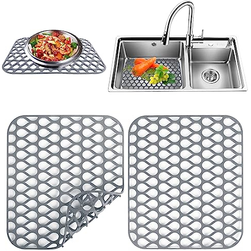 2PCS Silicone Sink Mat, Silicone Kitchen Sink Mat, Non-Slip Sink Protector Mat for Bottom of Kitchen Sink and Dishes