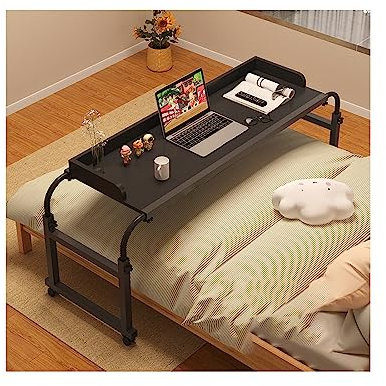 RCJCQSR Mobiler Betttisch Auf Rollen Breite verstellbar 114-210cm, Overbed Table Laptop Betttisch Computerständer Für Krankenbett, Pflegebett, Laptoptisch