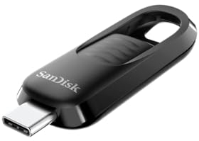 SanDisk 256GB Ultra Slider USB Type-C flash drive, USB stick, memory stick with fast performance, up to 400 MB/s read speeds, USB 3.2 Gen 1, retractable connector, keyring, Black