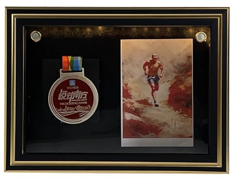 Marathon-Medaillen-Display-Rahmen, Mittel-Medaillen-Vitrine, 3D-Medaillenbox, Fotorahmen, Läufer, Marathon, Rennmeister, Fußball, Gymnastik und alle Sport-Medaillen-Medaillen-Medaillenabzeichen (PS1+)