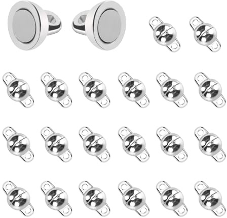 20 Pezzi Chiusura Magnetica per Catene, Tondo Gioielli Magnetici Chiusure per Bracciali, Gioielli Collana e Creazioni Fai da Te, 6mm, Argento