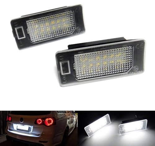 RZG 2x LED Kennzeichenbeleuchtung Weiß Canbus für Golf Variant Passat Variant ID.4 Tiguan Touareg Touran T-Cross Transporter T6