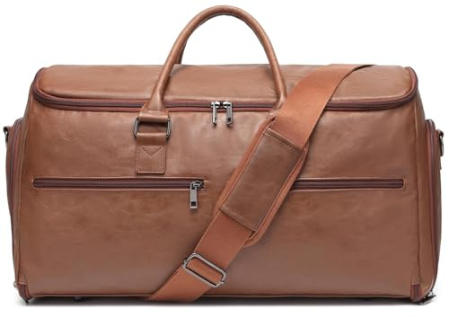 Carry On Garment Bag for Travel, Convertible Travel Garment Bag for Men Women, 2 in 1 Hanging Suitcase Suit Business Travel Bag, Brown