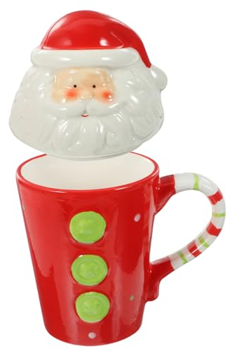 CIYODO Weihnachtsbecher aus Keramik mit Weihnachtsmann Motiv Kreative und Festliche Tasse für Zuhause oder Kaffeehaus als Geschenk für Freunde und Kollegen Zufällige Farbe