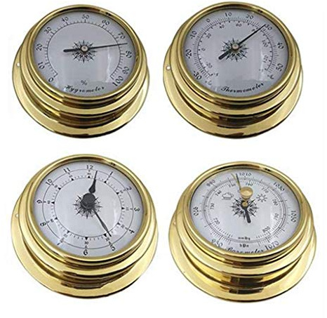 4 Stück Boot Barometer Uhr Thermometer Hygrometer Set Wandmontage Typ Messing Für Gehäuse Für Shell Lightw Digitales Bodenfeuchtemessgerät