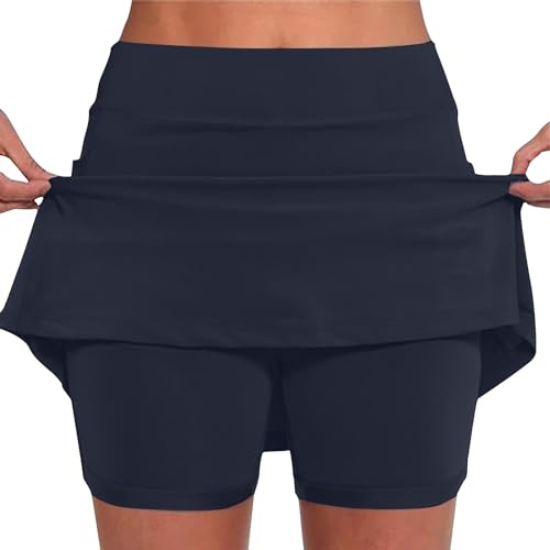 High Waisted Workout Golf Skorts with Shorts Underneath Tennis Skirt Women Womens Gym Sports Skirts Tennis Skort Plus Size Skort Women Mini Skirt Activewear Quick Dry Gym Athletic Running Solid