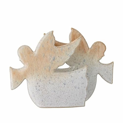 Bloomingville Cherub Engel Serviettenhalter in der Farbe Natur aus Steingut, 16x12x6,5 cm, 82062259