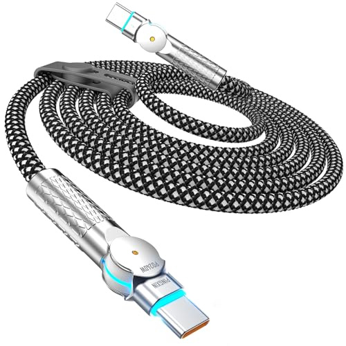 Cavo da USB C a USB C, 2 m, 240 W, cavo USB C rotante a 180°, cavo di ricarica di tipo C, cavo di ricarica rapida per iPhone 16/16Pro/16Plus/16ProMax, MacBook Air, iPad Pro, Pixel, Samsung Galaxy S23