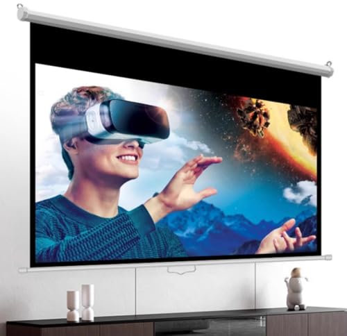 IMUNKT Manual Projector Screen 60 72 Inch HD Auto-Locking, Projection Movie Screen Pull Down, Ceiling/wall Mount Projector Curtain For Party, Home Cinema, Video Game(72inch(4:3))