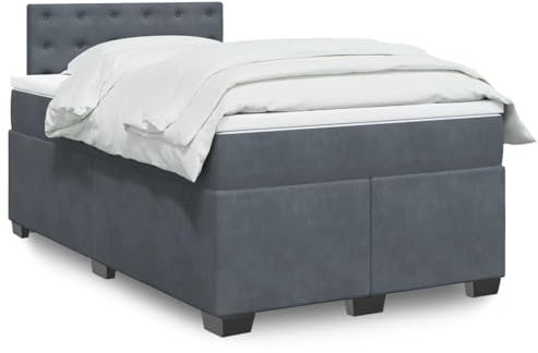 qohoio Boxspringbett mit Matratze Dunkelgrau 120x200 cm Bett Boxspringbett Bett Mit Matratze Schlafzimmer MöBel Polsterbett Samt - 3288595