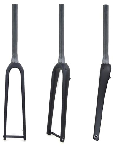 BSFHQS Gravel Bikes Fourche Rigide 700C Fourche De Vélo De Route Entièrement en Carbone 1-1/8 Fourche Avant À Tube Droit/Conique Axe Traversant 12X100mm Frein À Disque(Tapered)