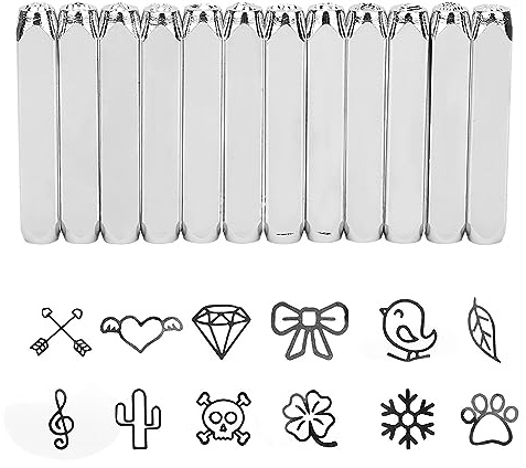 12 Stück 6 Mm und 10,2 Cm Lederwaren-Musterstempel, Stanzwerkzeuge aus Karbonstahl für Metall- und Lederschmuck