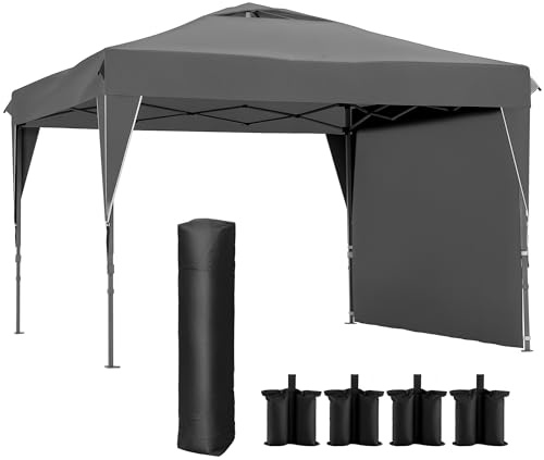 Outsunny Tonnelle Pop-up Barnum de Jardin Pliant avec paroi latérale Amovible + Sac de Transport Acier Tissu Oxford 3 x 3 x 2,65 m Gris