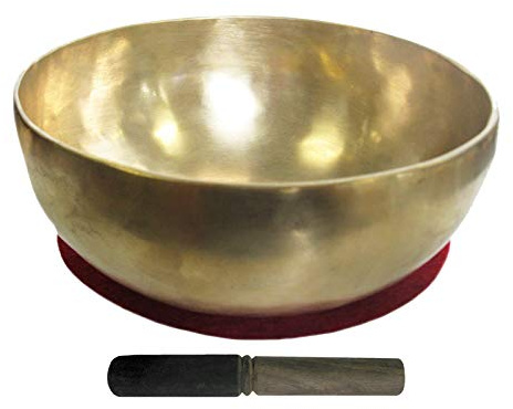 Therapeutische UNIVERSAL KLANGSCHALE ca. 2000g 26-28cm Handarbeit Nepal 3-tlg Klangmassage Set Klangtherapie + Entspannung + Meditation mit Kissen + Klöppel. 70221-8