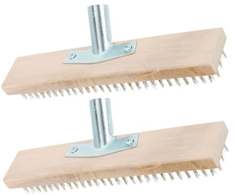 NULYLU 2pièces Brosse Cuivré pour Nettoyage De Métalliques Manche pour Éliminer Mousse sur Béton Et Toits