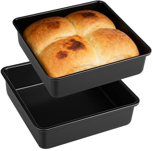 WPPQWP Fyrkantig ugnsform uppsättning av 2, kolstål Brownie bakform, kakform fyrkantig med non-stick beläggning för lasagne, Brownie-tårta – 15,9 x 15,9 x 5 cm (6 tum)