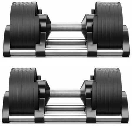Manubrio regolabile 24 KG per palestra e casa da 2 a 24 kg – Set con 12 livelli di peso e base salvaspazio inclusa - per Home Gym, Ideale per l'allenamento a casa, Dumbbells (Set 24 KG X 2)