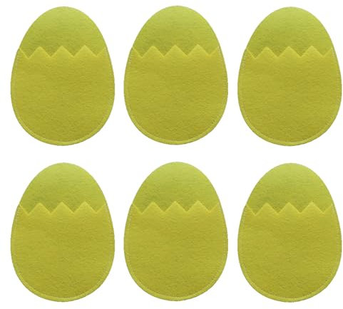Juego de 6 bolsillos para cubiertos con temática de huevos de Pascua, soportes para cubiertos de tela, textura de tela, para decoración de fiestas, bolsas de cubiertos
