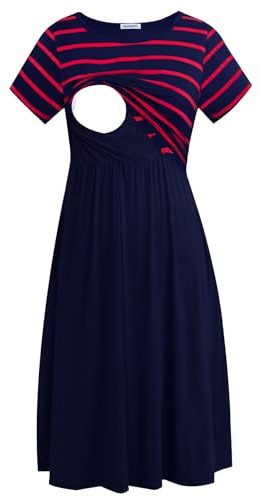 Smallshow Women's Short Sleeve Casual Maternity Nursing Dress for Breastfeeding