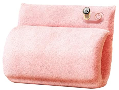 Handwärmer mit Flanellbeschichtung, elektrische Wärmflasche aus Plüsch, geeignet für Hals, Schultern usw. Ausgestattet mit 4800 mAh Akku, Typ-C-Ladeanschluss (Rosa)