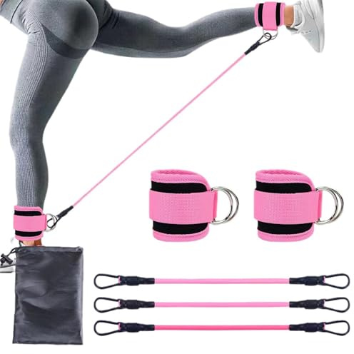 Juego de bandas de resistencia para el tobillo, correas para los pies, cable con anillos en D y banda elástica, ejercicio de fitness en casa, bandas de resistencia para piernas y glúteos, gimnasio en