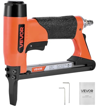 VEVOR Pneumatic Staple Gun, 22 Gauge Long-Nose Upholstery Stapler for 71 Series Fine Wire Staples 9.5mm Crown 6mm-16mm Length, Max 180PCS Loading Air Staple Gun for Upholstering, Woodworking, DIY