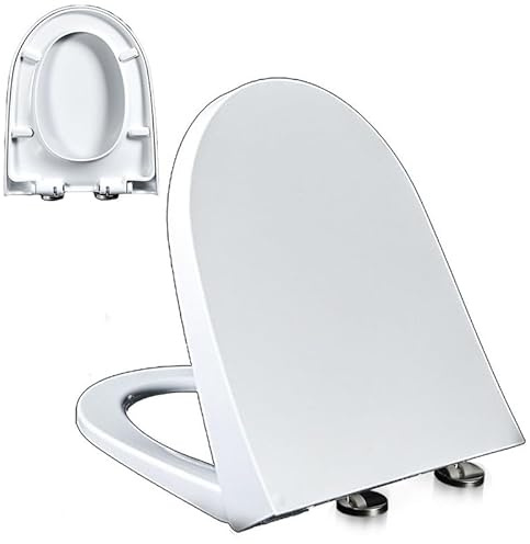 Copriwater Sedile WC Coperchio WC con Chiusura Ammortizzata e Cerniere Regolabili, Sgancio Rapido, Facile da Montare e Pulire, Tavoletta WC Universale Forma di D/U, PP, 02K, 48x38cm