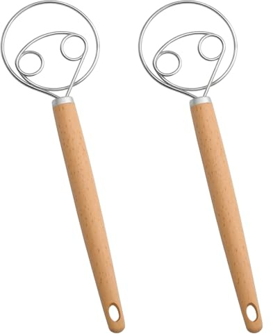 2 Pack Dough Whisk, Danish Dough Whisk and Bread Whisk, Heavy Duty Dough Scraper, 26.5 x 7.5 cm Plastic Whisk for Baking, Mixing, and Kneading Dough